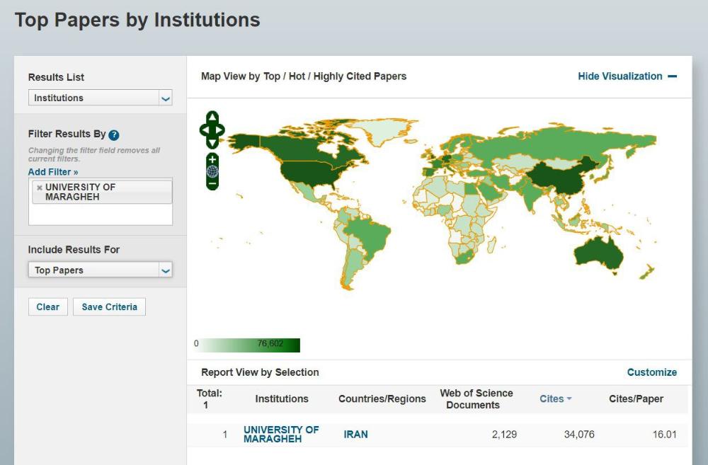 ESI: The University of Maragheh Among Most Cited Universities in World